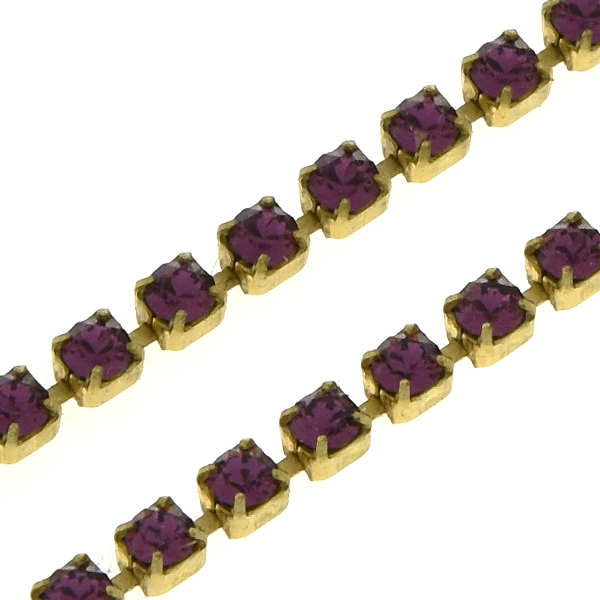 18pp Amethyst color rhinestone cup chain by meter