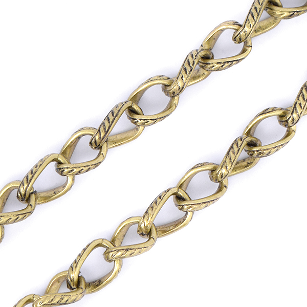 7x5mm Textured Wave Oval link Chain Necklace - 1 meter