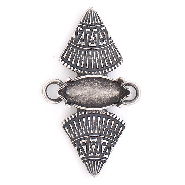 15x7mm Navette with ethnic triangles Horizontal Pendant