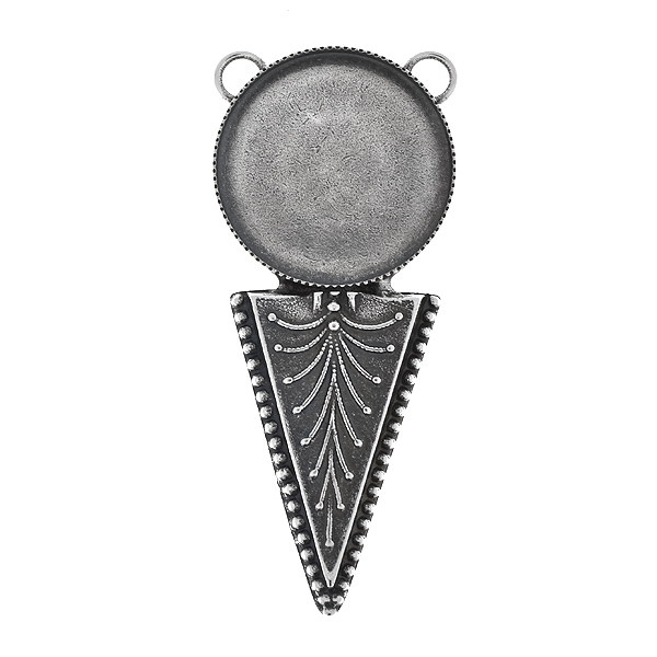24mm Round flat back with ethnic inverted triangle pendant