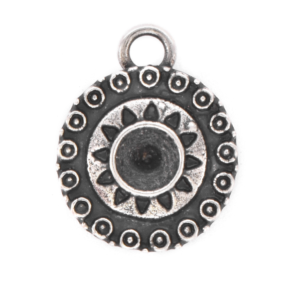 24ss Round Ethnic Pendant base with top loop