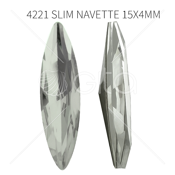 Aurora A4221 Slim Navette 15x4mm Crystal Clear color - 6pcs pack