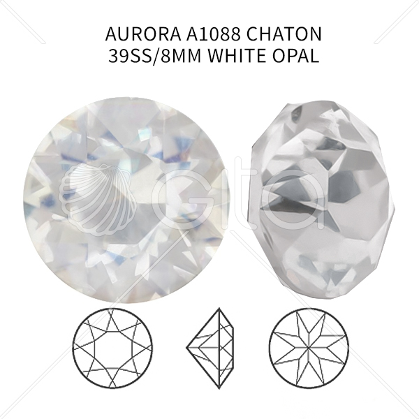 Aurora Crystal 39ss/8mm Chaton A1088 White Opal color-14pcs pack