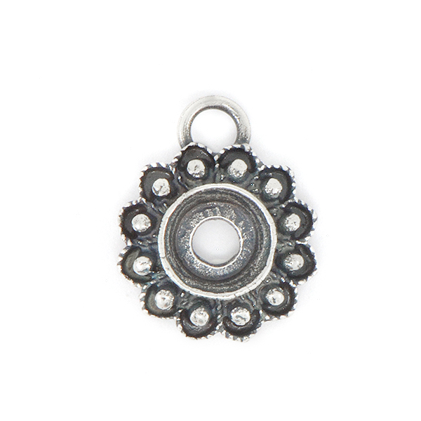 29ss Decorated Flower Pendant base with top loop  