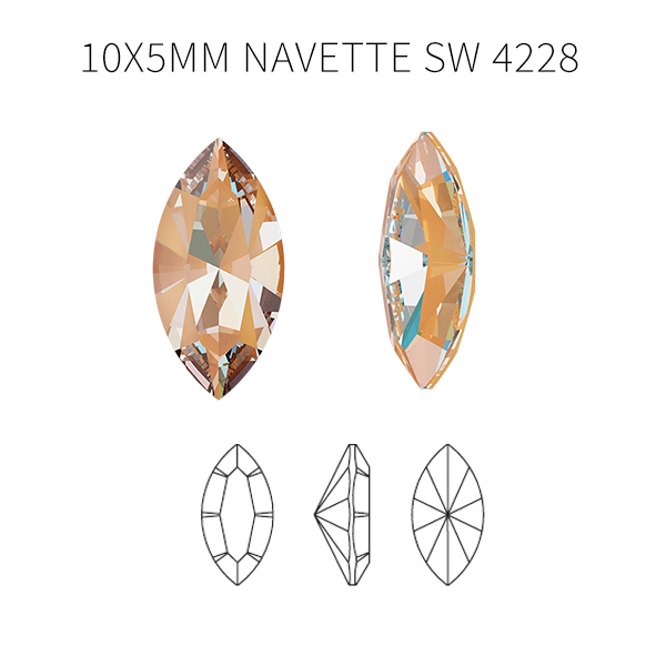 Swarovski 10x5mm Navette 4228 Peach DeLite Unfoiled Crystals color