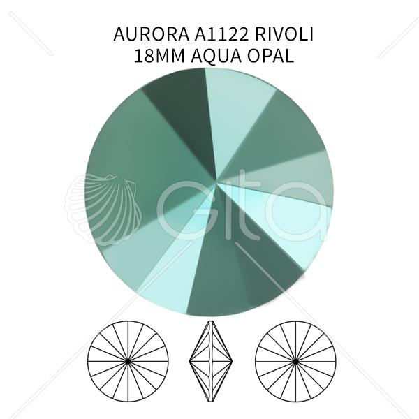 Aurora Crystal 18mm Rivoli A1122 Aqua Opal color-3pcs pack 