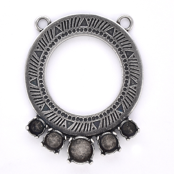 24ss, 29ss, 39ss Hollow Circle with Aztec Pattern Pendant
