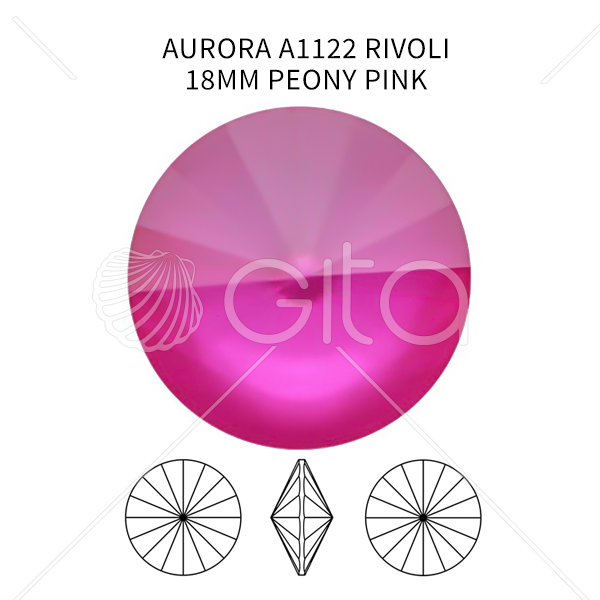 Aurora Crystal 18mm Rivoli A1122 Peony Pink color-3pcs pack 