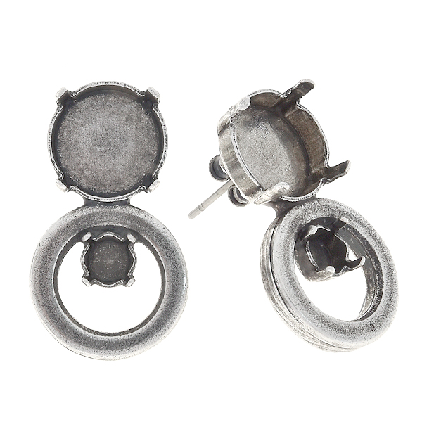 24ss, 12mm Rivoli Stud earring base with hollow circle