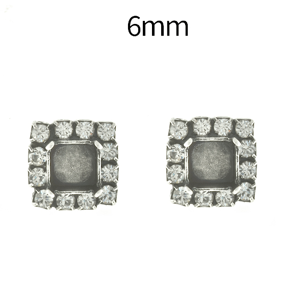 6mm Imperial 4480 Square Stud Earring bases with Rhinestoness