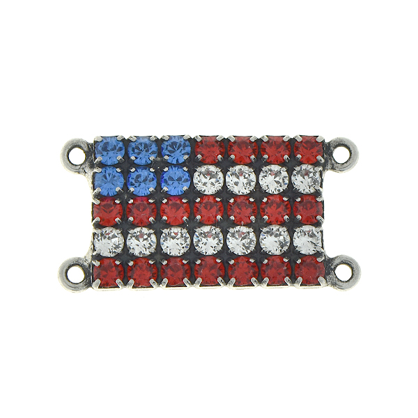 Flag of USA 18pp Rhinestones pendant/connector with four loops