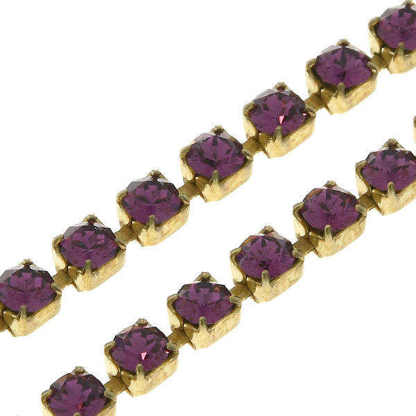 32pp Amethyst color rhinestone cup chain by meter