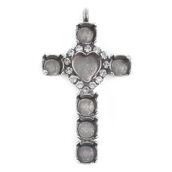8.8X8mm Heart Setting and 29ss Settings cross pendant with crystals