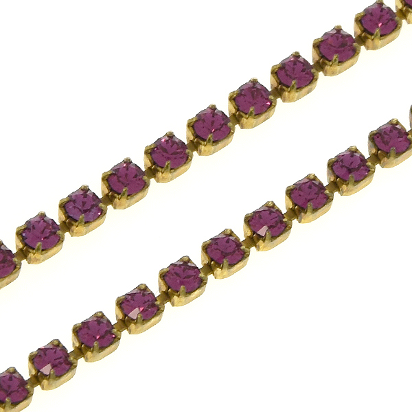 14pp Amethyst color  rhinestone cup chain by meter