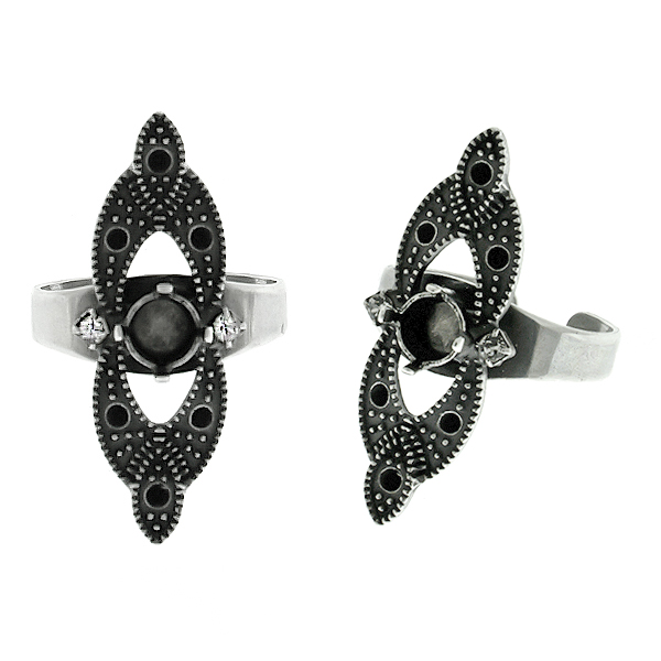 29ss metal casting with Rhinestones adjustable ring base