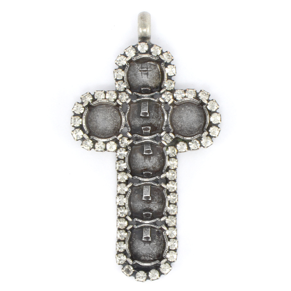 39ss Cross pendant base with small crystal stones around 