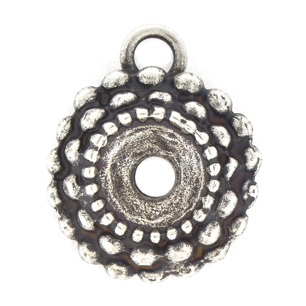 39ss Round Spotted Pendant base with top loop