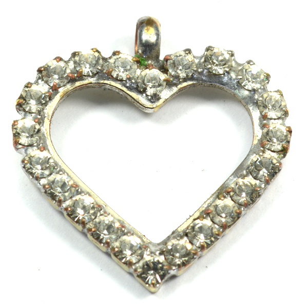 Heart pendant base with Rhinestoness and a top loop 
