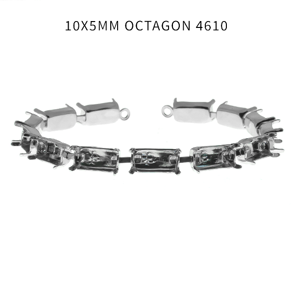 10x5mm Step Cut Octagon 4610 cup chain settings bracelet base