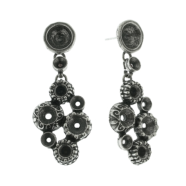 Empty Stud Dangling earring bases of mixed decorated settings in Art Nouveau style