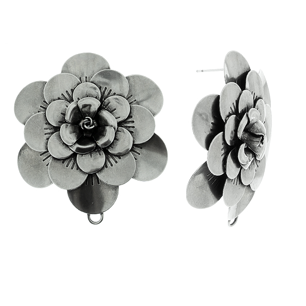 50mm Flower Stamping metal volumes elements Stud earring bases with bottom loops