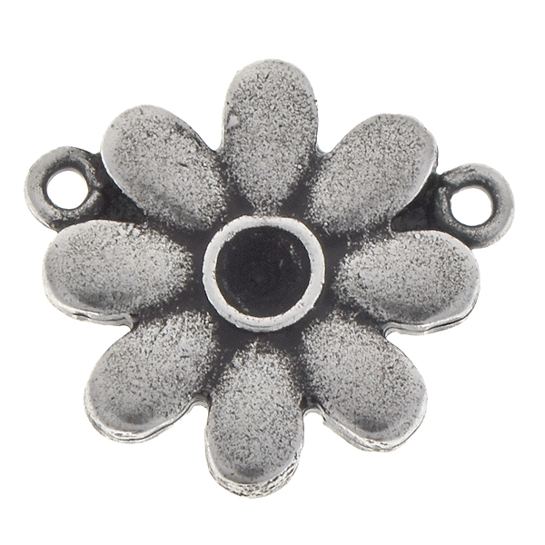24pp Daisy flower metal pendant base with two top loops