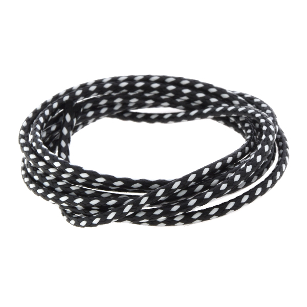 Braided cordage polyester cord black with white - 1 Meter