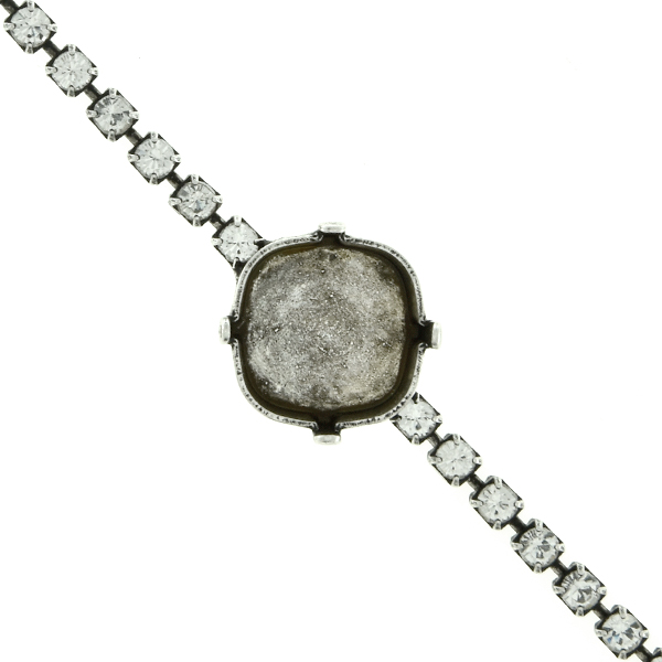 12x12mm Rhombus stone setting on 18pp Rhinestone chain bracelet