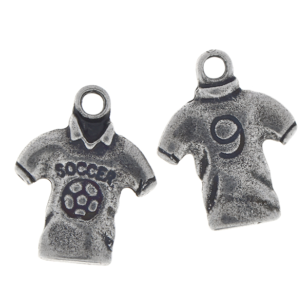 Metal casting Soccer T-Shirt Charm with top loop