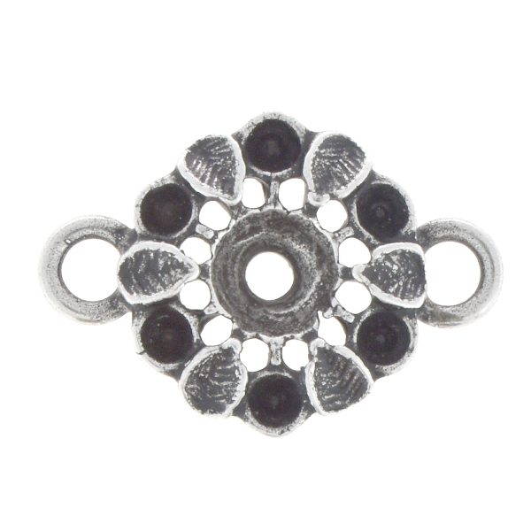 14pp, 24ss Flower with leaves jewelry connector with two loops