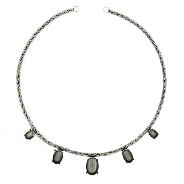 Oval stone settings on round Chain Necklace base 