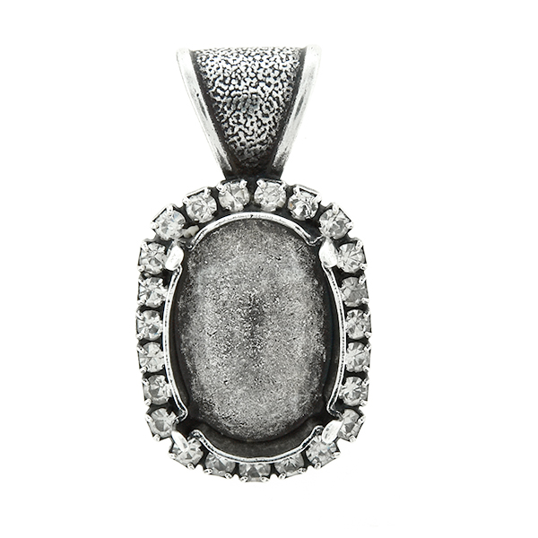18x13mm Oval  stone setting with Rhinestoness  Pendant base with bail 