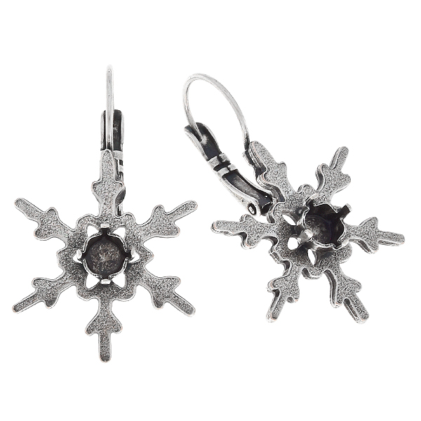 24ss Metal casting snowflake Lever back earring bases
