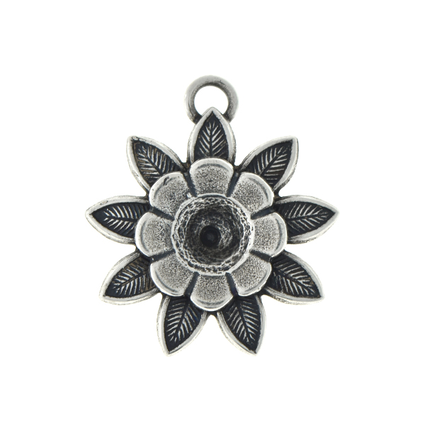 29ss flower pendant base with double petals and one top loop