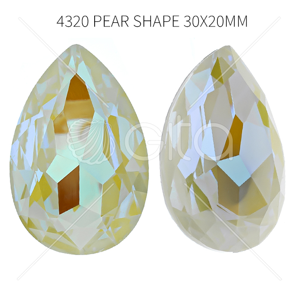 Aurora Crystal A4320 Pear Shape 30x20mm Light Grey DeLite color-1pc pack 