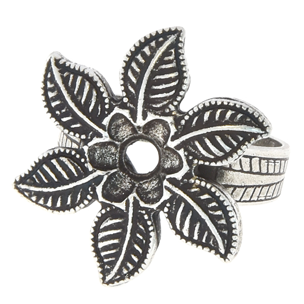 24ss Flower and leaves adjustable ring base