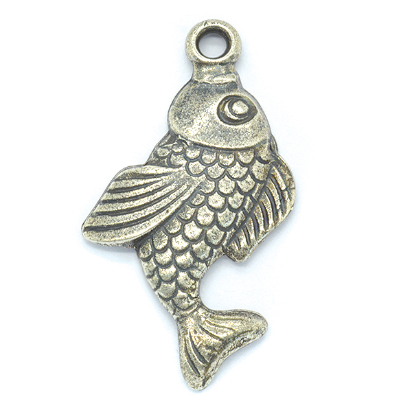 Fish Metal casting pendant with one top loop 