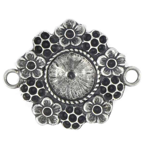 14pp, 8pp, 12mm Rivoli Casting Pendant setting with Flowers around and two side loops