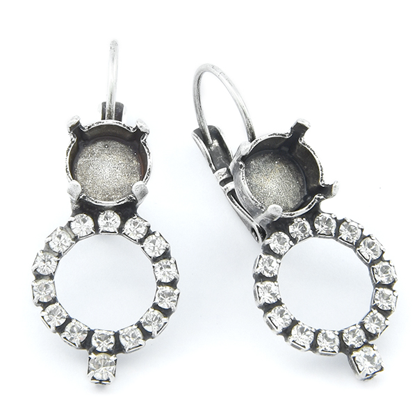 39ss with Hollow Circle of Rhinestones Lever back Earring base