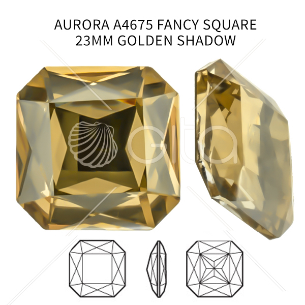 Aurora Crystal A4675 Fancy Square 23mm Golden Shadow color-1pc pack