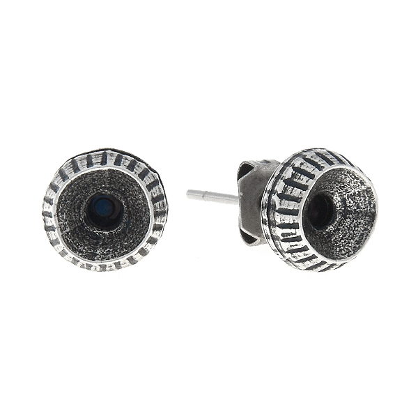 24ss Decorative Round Metal Casting element on Stud Earring bases