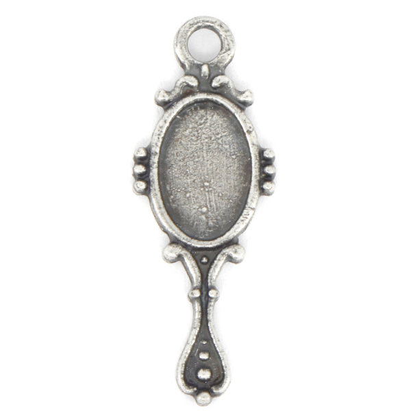 Hand mirror charm with top loop 