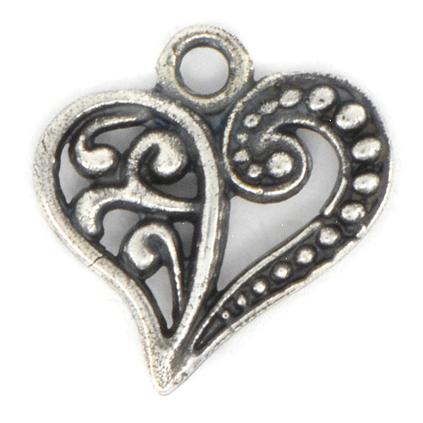 Decorated Heart Charm with top loop 