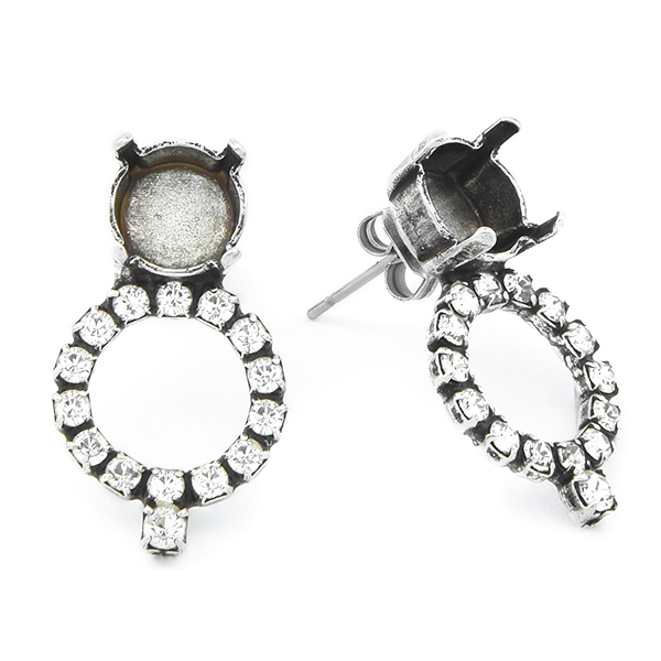 39ss with Hollow Circle of Rhinestones Stud Earring base