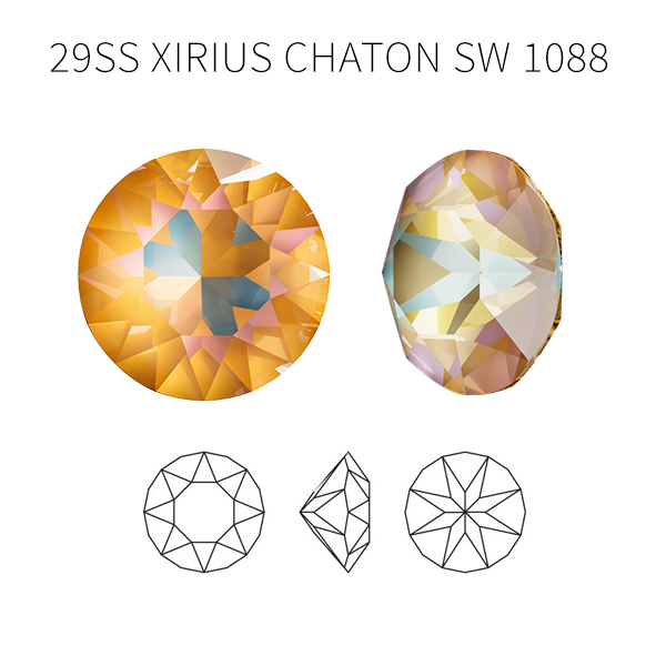 Swarovski 29ss/6mm Chaton XIRIUS 1088  1088 Swarovski Ochre DeLite Unfoiled Crystals color 