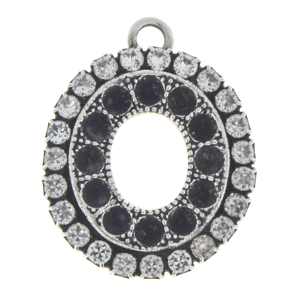 18pp Oval shaped pendant base with Rhinestones and top loop