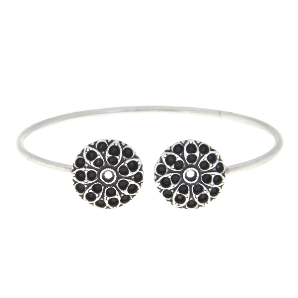 14pp, 18pp Open bangle bracelet base with round flowers