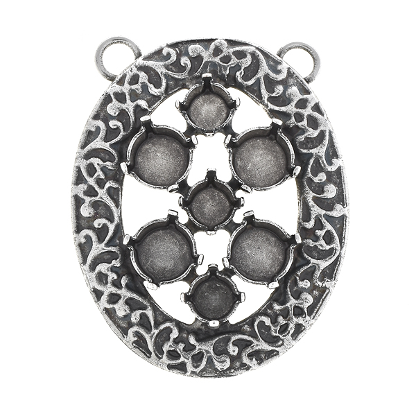 29ss, 39ss Decorated oval pendant base with two loops