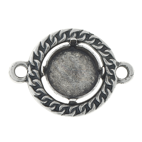 14mm Rivoli in chain circle jewelry connector with two loops