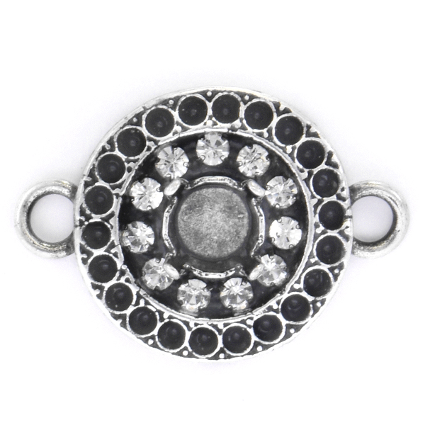 8pp, 29ss Round Jewelry connector with Rhinestones and two side loops
